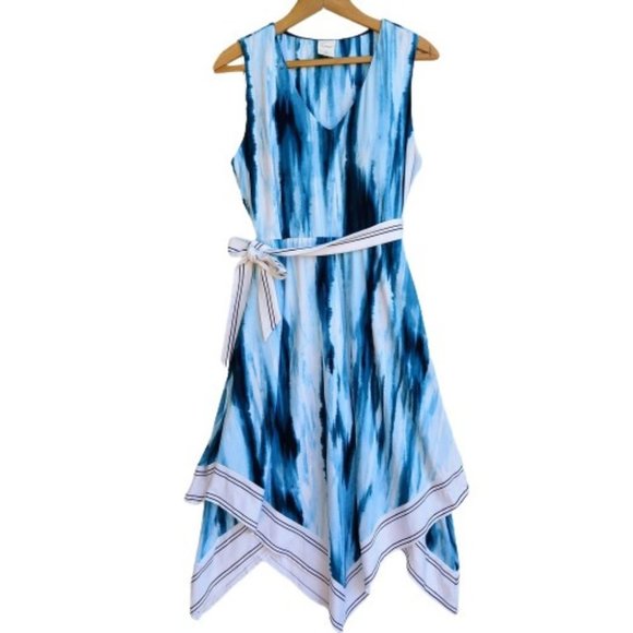 Soma Dresses & Skirts - Soma Bliss Handkerchief Dress With Built-In Bra Size M Tie Dye Sleeveless Belted